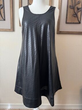 Maeve by Anthropologie NWT Black Perforated Faux-Leather A-Line Dress w/pockets